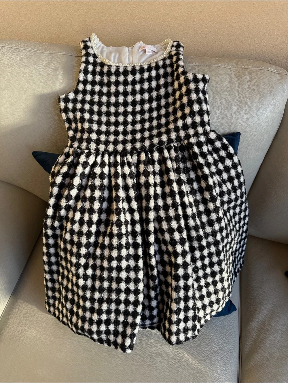 GB girls Black and White Houndstooth Formal Dress